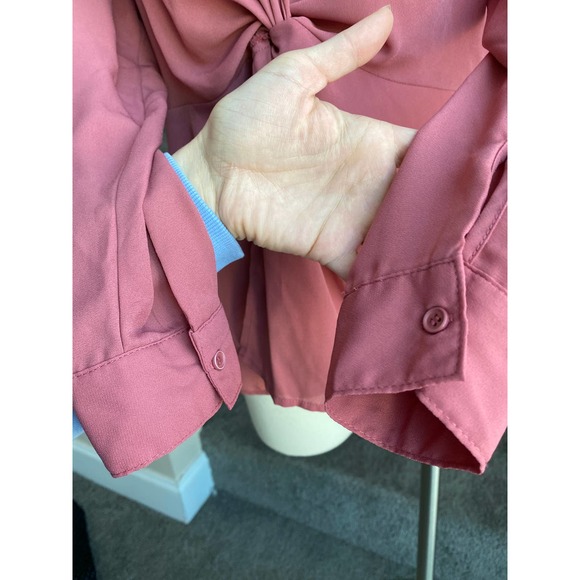 Apt 9 rose pink collared blouse with knot detail, size Medium - Picture 5 of 11